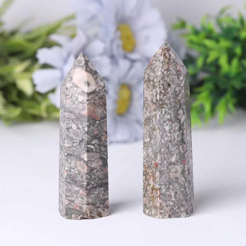 Natural Crinoid Fossil Jasper Point Healing Crystal Towers Points Bulk Best Crystal Wholesalers