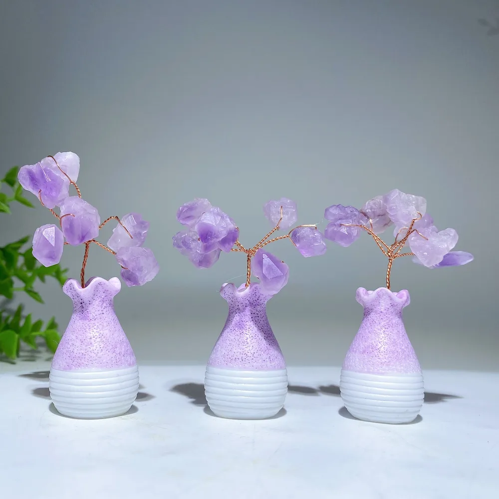 Raw Amethyst Flower Mini Vase Free Form Crystal Healing Bulk Wholesale