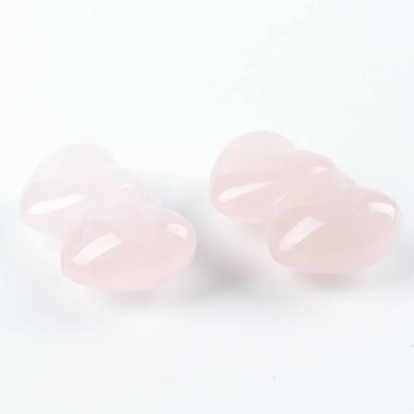 Rose Quartz Double Heart Shape Crystal Carving Free Form