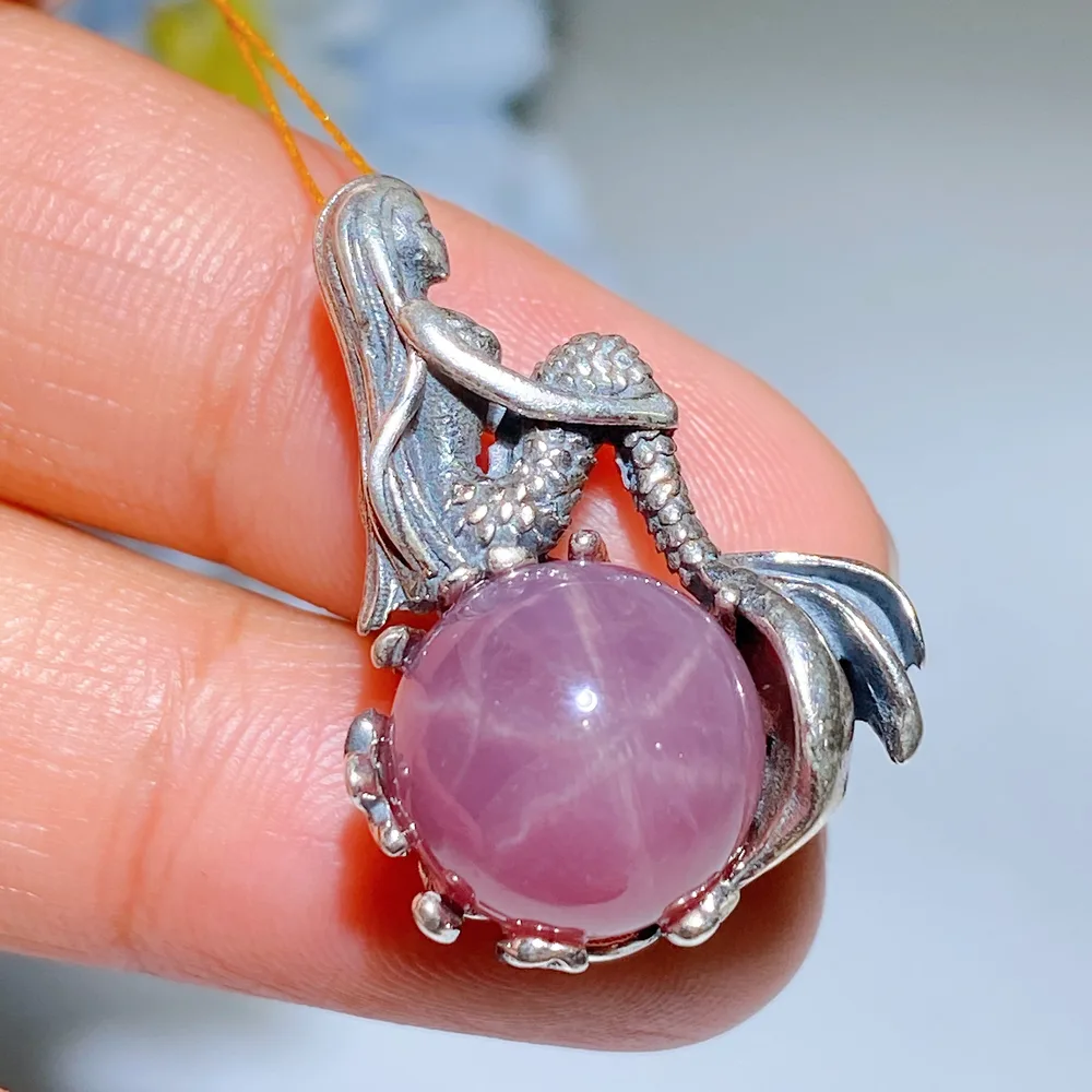 S925 Star Rose Quartz Aquamarine Pendent Crystal Healing Bulk Wholesale