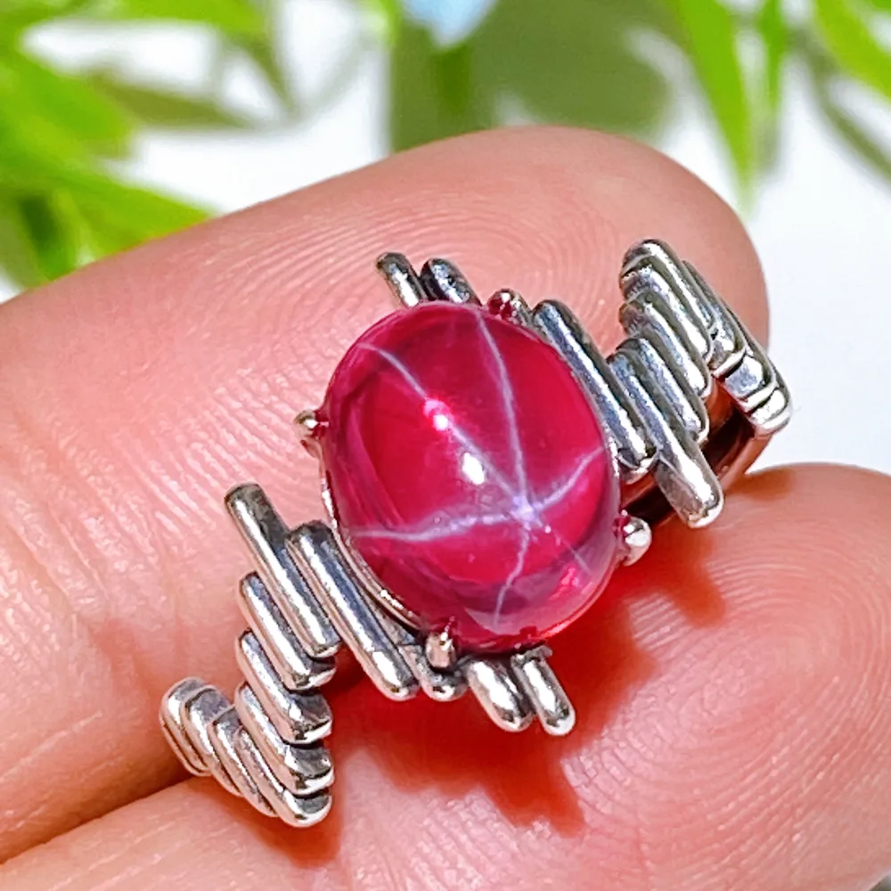 S925 Star Ruby Ring Crystal Healing Bulk Wholesale