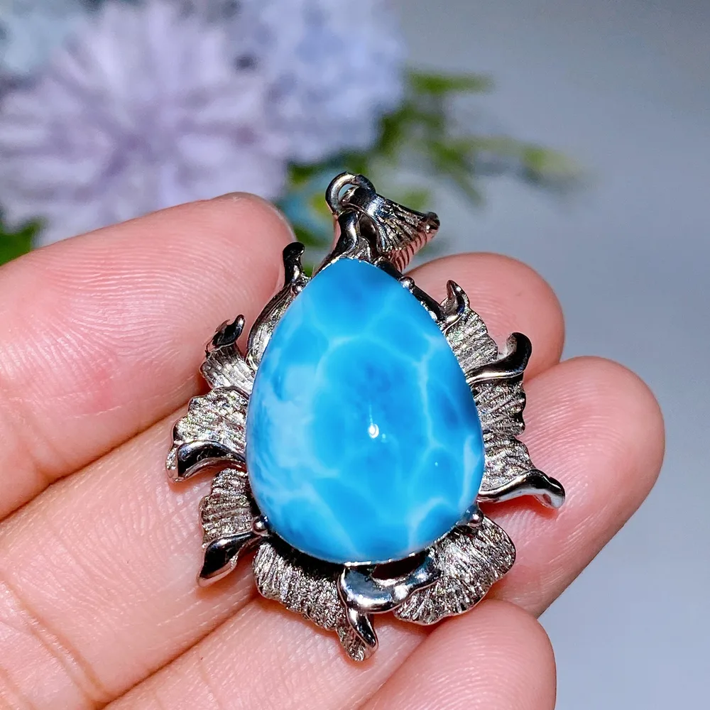 Sterling Silver Larimar Pendant Crystal Healing Bulk Wholesale