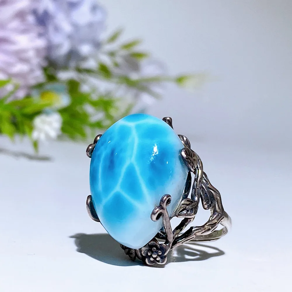 Sterling Silver Larimar Ring Crystal Healing Bulk Wholesale
