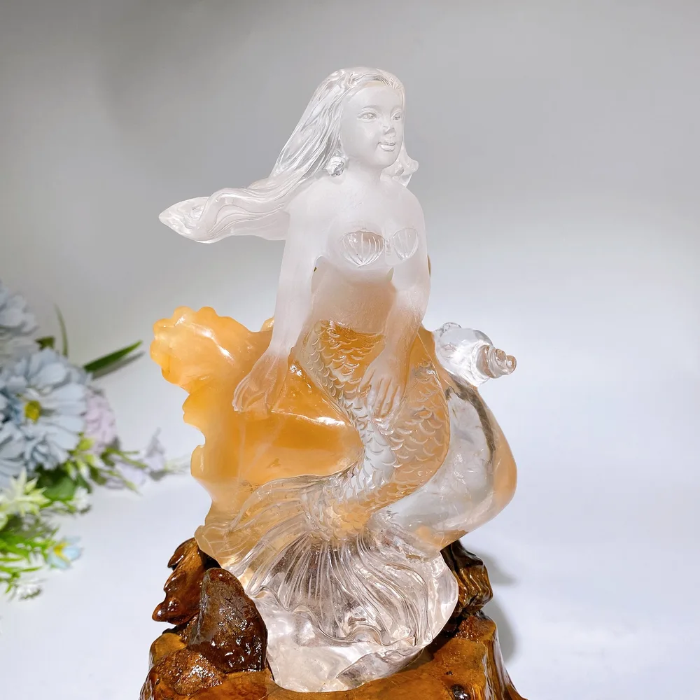 Unique Clear Quartz Mermaid Carving Crystal Healing Bulk Wholesale