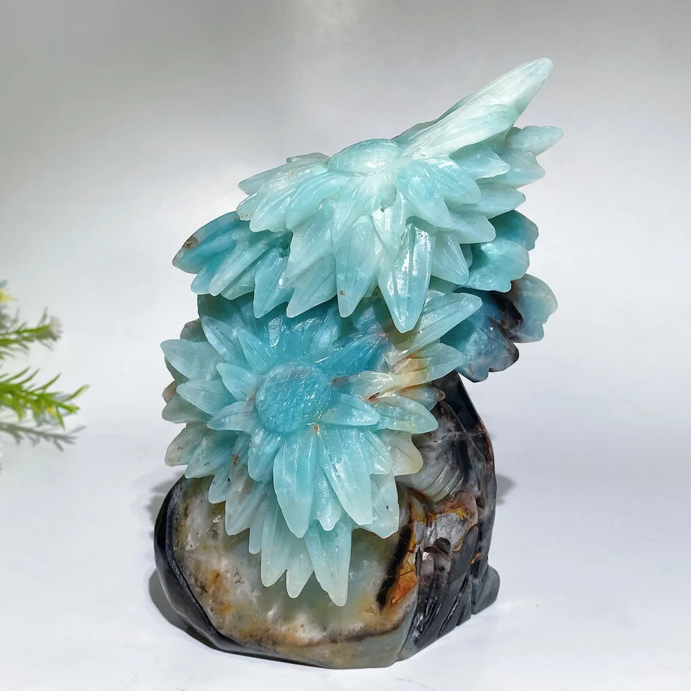 Unique Hand Carved Caribbean Calcite Sun Flowers Free Form Crystal Healing Bulk Wholesale