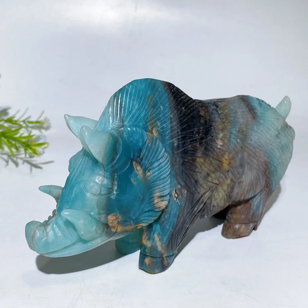 Unique Hand Carved Caribbean Calcite Wild Boar Carving Crystal Healing Bulk Wholesale