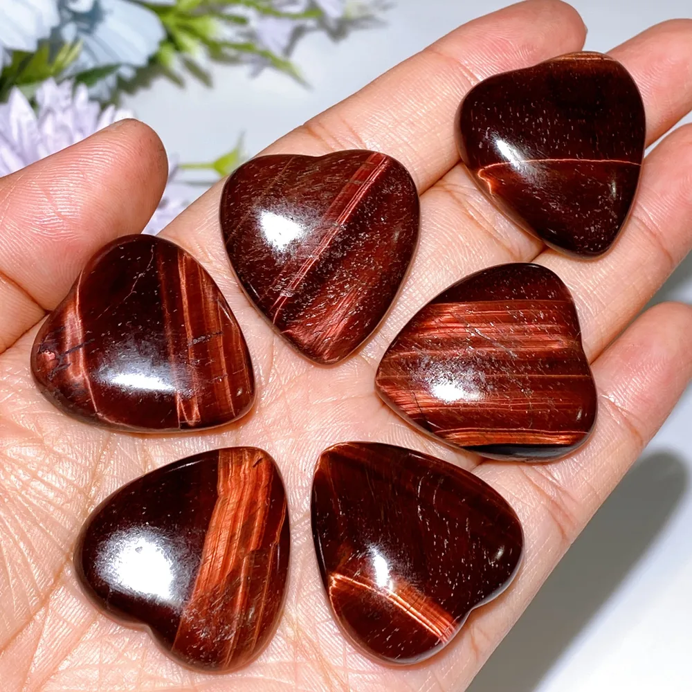 Yellow Tiger's Eye Red Tiger's Eye Heart Cabochon for Jewelry DIY  Crystal Healing Bulk Wholesale